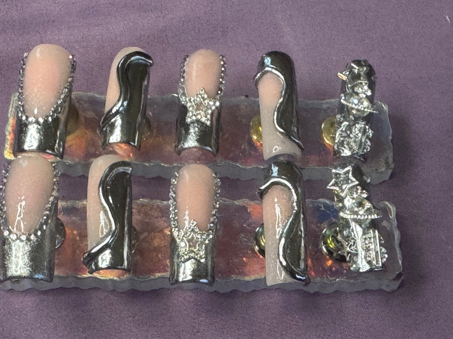 3D Silver Chrome Press-Ons